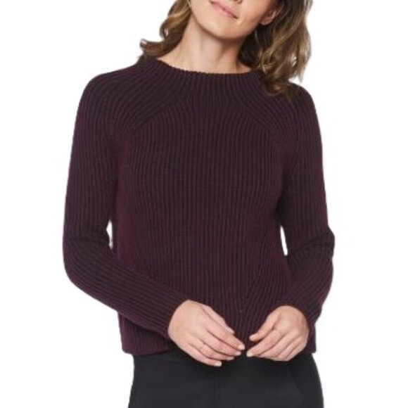 Athleta Sweaters - NWOT Athleta Rockland Sweater  Aubergine/ Eggplant & Black textured, ribbed S